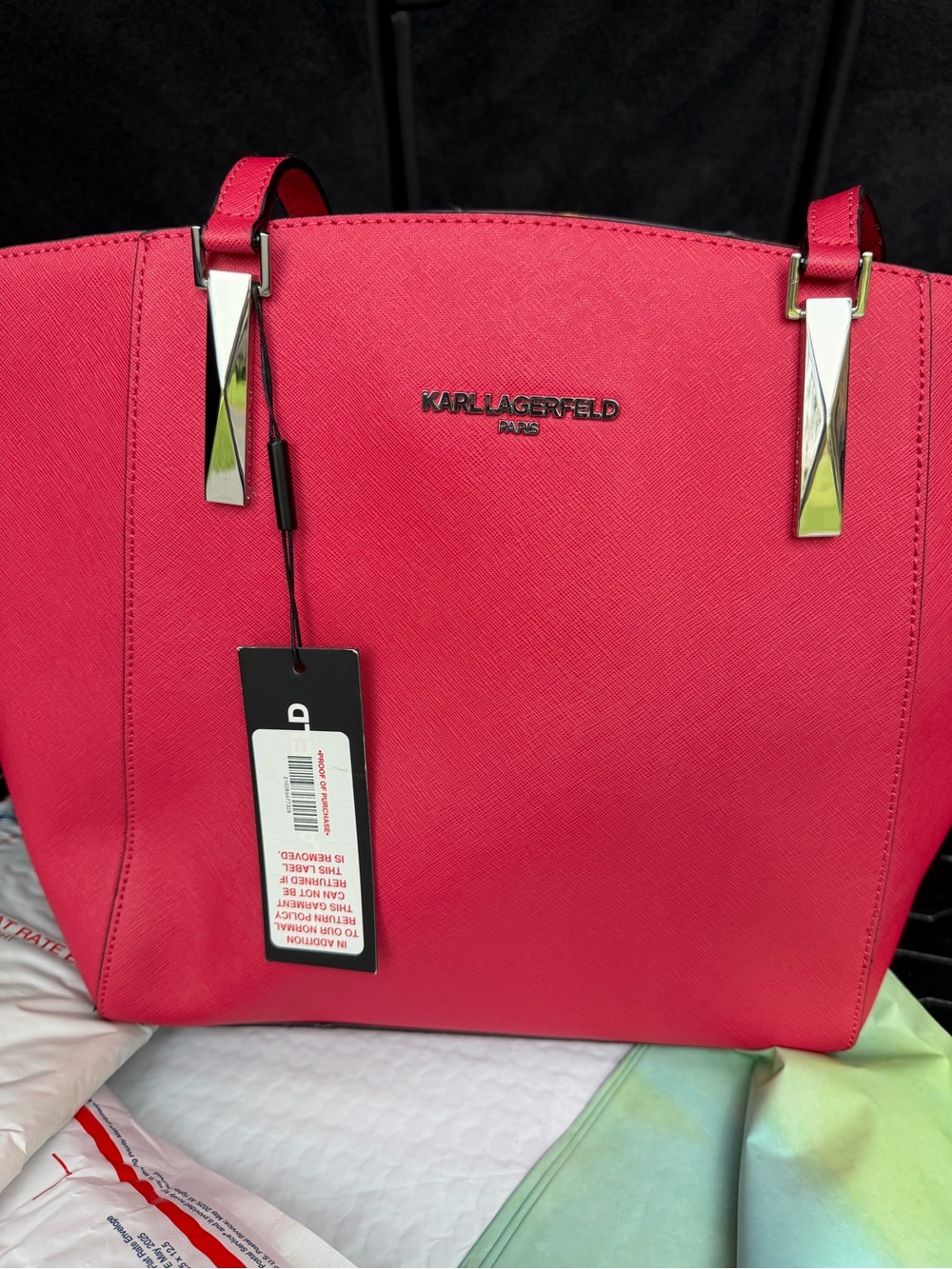 Karl Lagerfeld Paris Pink Embroidered Tote with Pouch NWT 2fer $328 Retail NWT - Picture 2 of 12